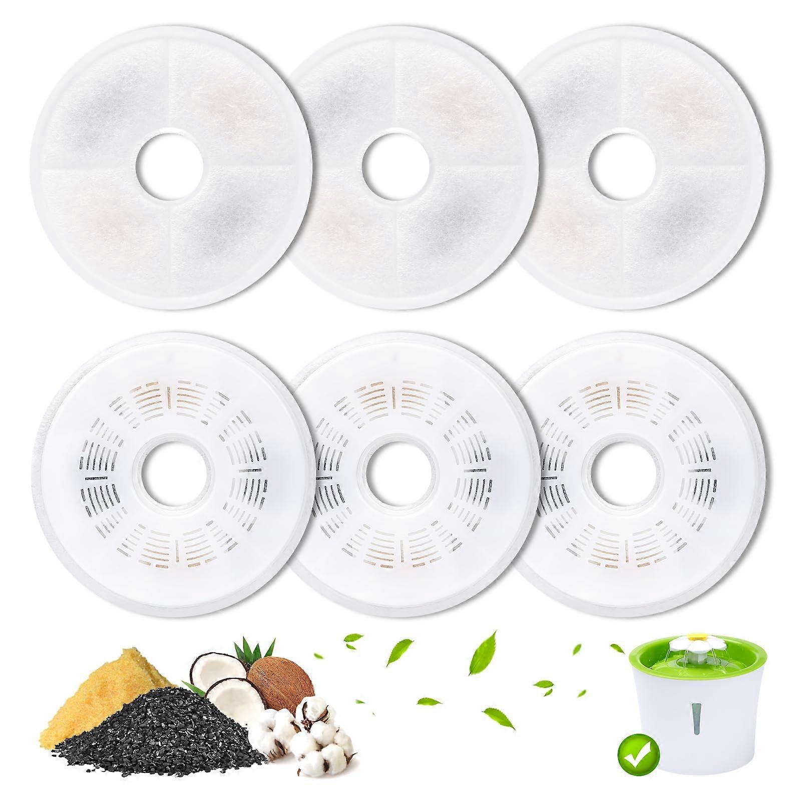 6-Pack Cat Water Fountain Filters, 3L Flower Water Distributor, Triple Action, Compatible with Most Pet Fountains
