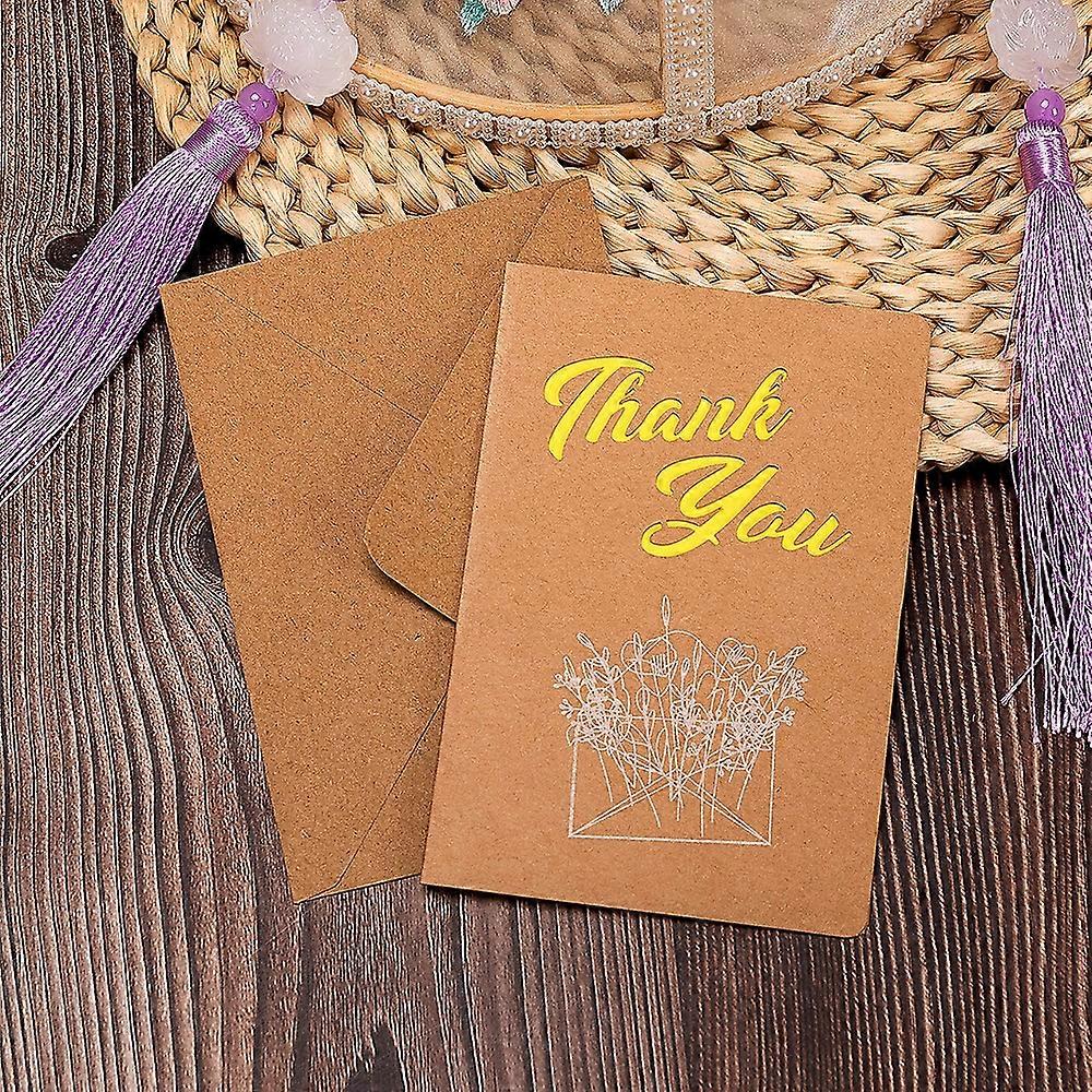 10 PCS Retro Hollow Kraft Blessing Card with Envelope