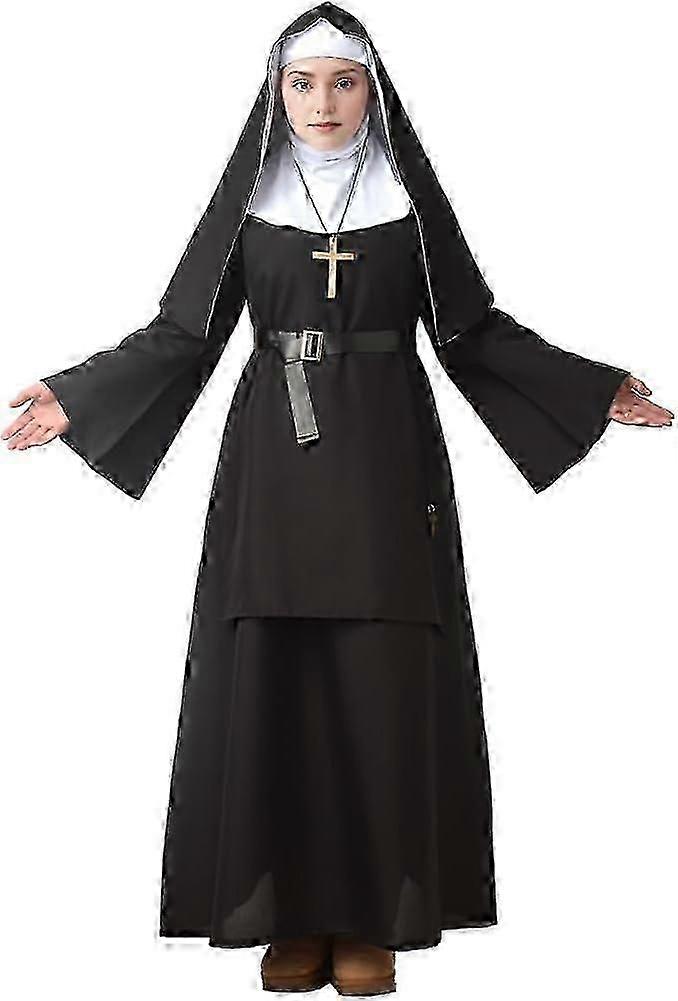 Nun Costume for Halloween Cosplay - Sexy PU Leather Fancy Dress Outfit with  Headpiece & Fabric Cape | Fruugo QA