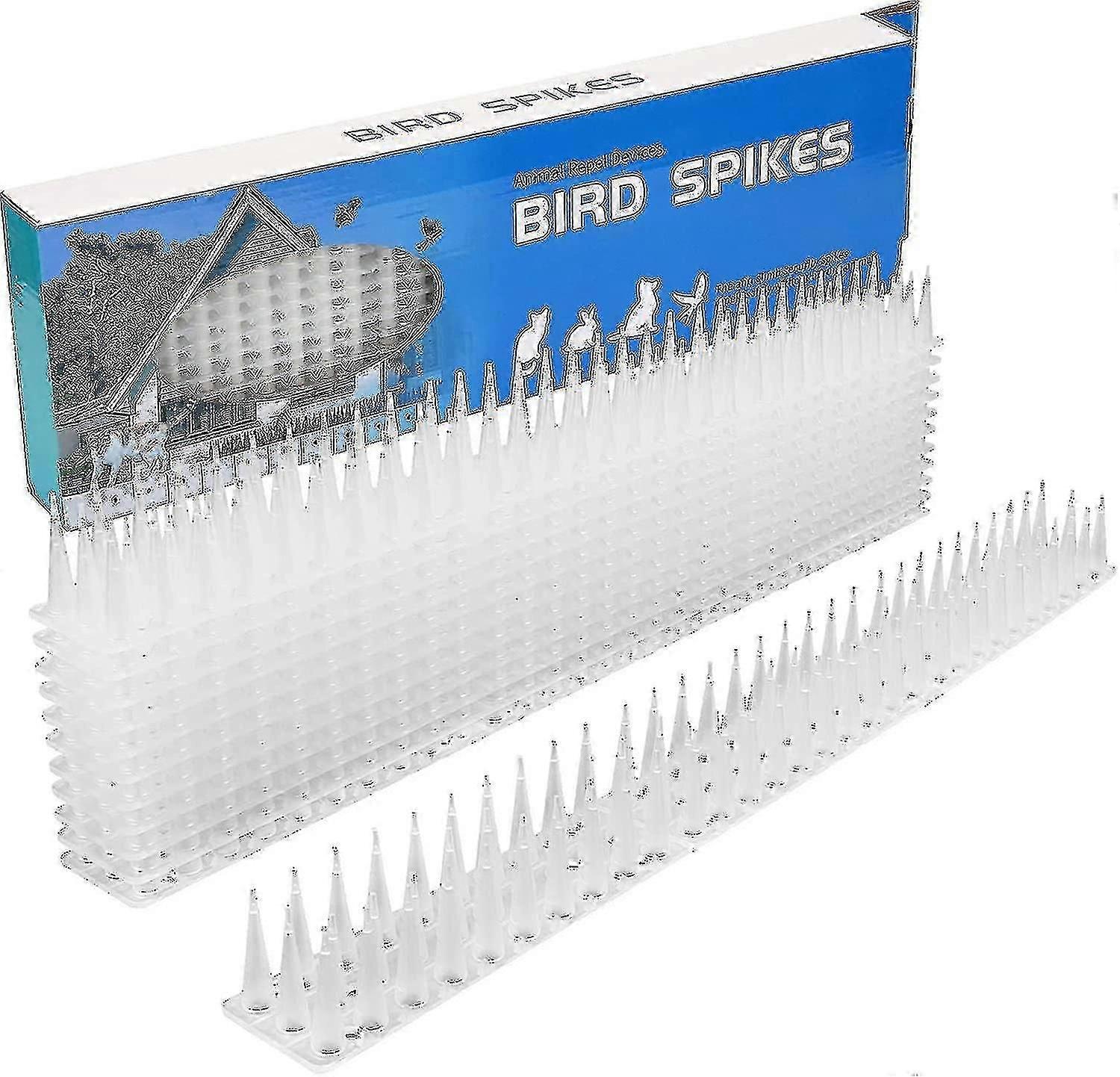 5 Meter Pigeon Spikes, 3 Rows Plastic Pigeon Repellent Bird Repellent Crow Repeller Cat Repellent For Balcony, Fences And Roof - Pack Of 12 (white)
