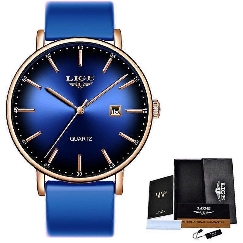 LIGE Women Watches Luxury Brand Ultra-thin Calendar Week Quartz Watch Ladies Clocks Mesh Stainless Steel Waterproof Reloj Mujer