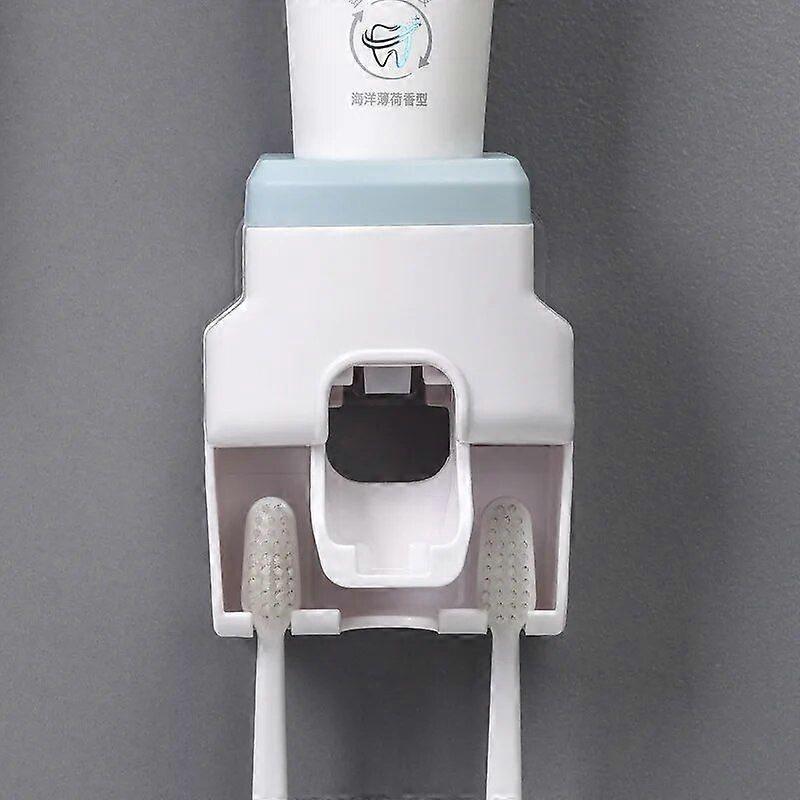 Toothbrush Holder Set Toothpaste Dispenser Wall Mount Stand Bathroom Accessories Set Rolling Automatic Squeezer Family Hygienic
