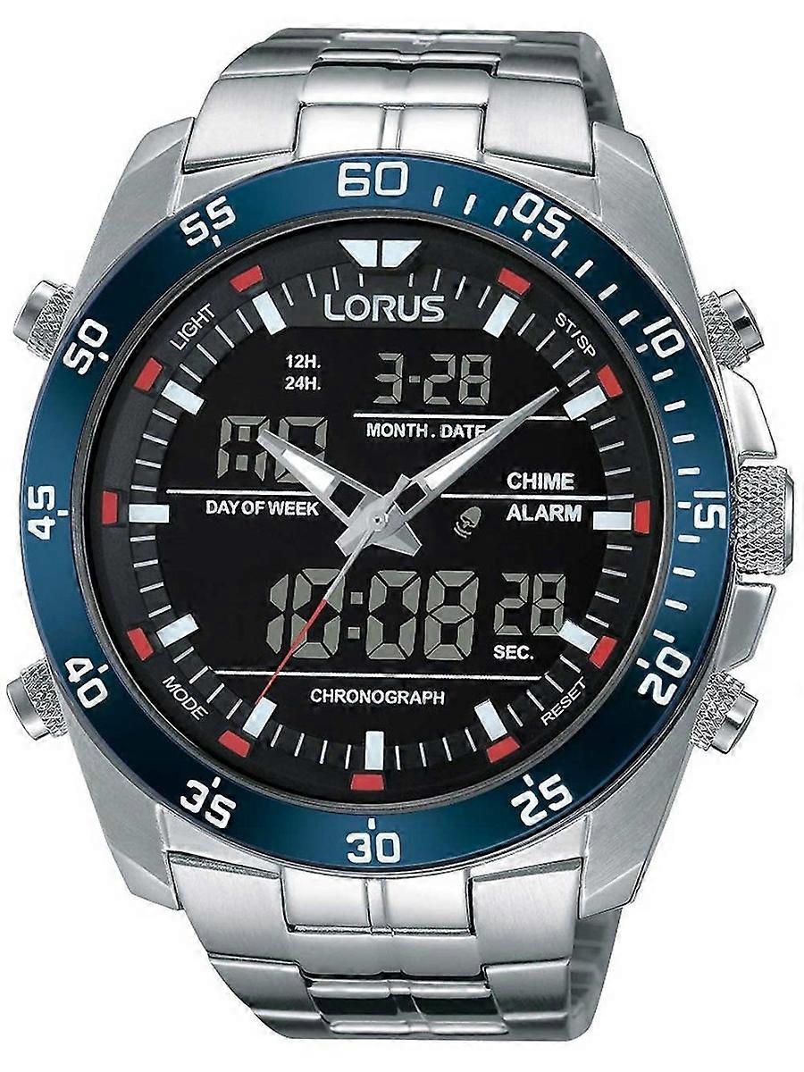 Lorus Silver Acier Inoxydable Analogique-Numérique Chrono RW623AX5 Montre Homme 46 mm