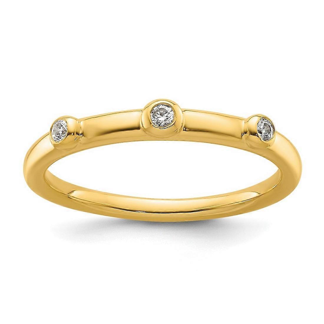 2.25mm 14Kソリッドイエローゴールドスタッカブルダイヤモンドリング-女性用スタッカブルリング-リングサイズ:5〜8