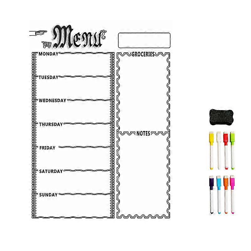 A3 Magnetic Whiteboard Sheet for Kitchen Fridge with 8 Pen(White)