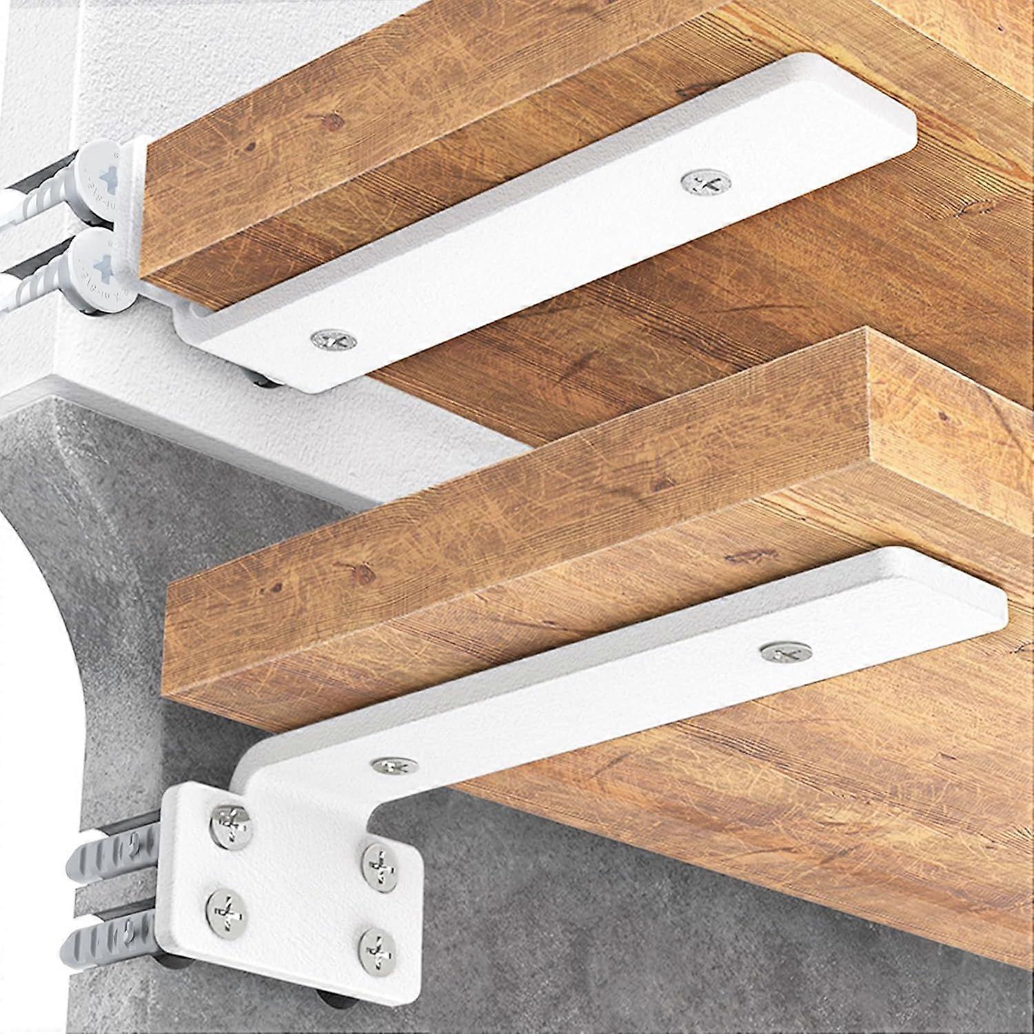 Pack 6" Floating Shelf Brackets, Heavy Duty Metal L Brackets for Shelves, Wall Mounted, White