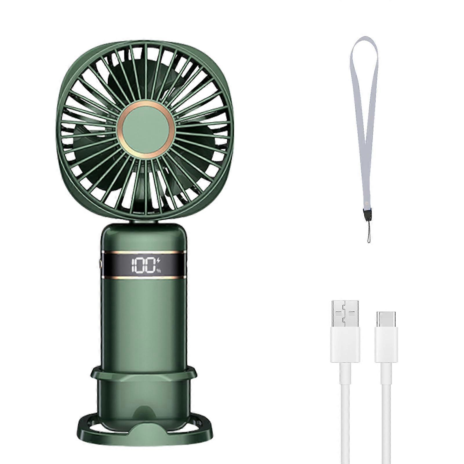 USB Charging Fan Foldable Desk Fan with Digital Display, Small Travel Electric Cooling Fan for Outdoor Use, Compact and Practical