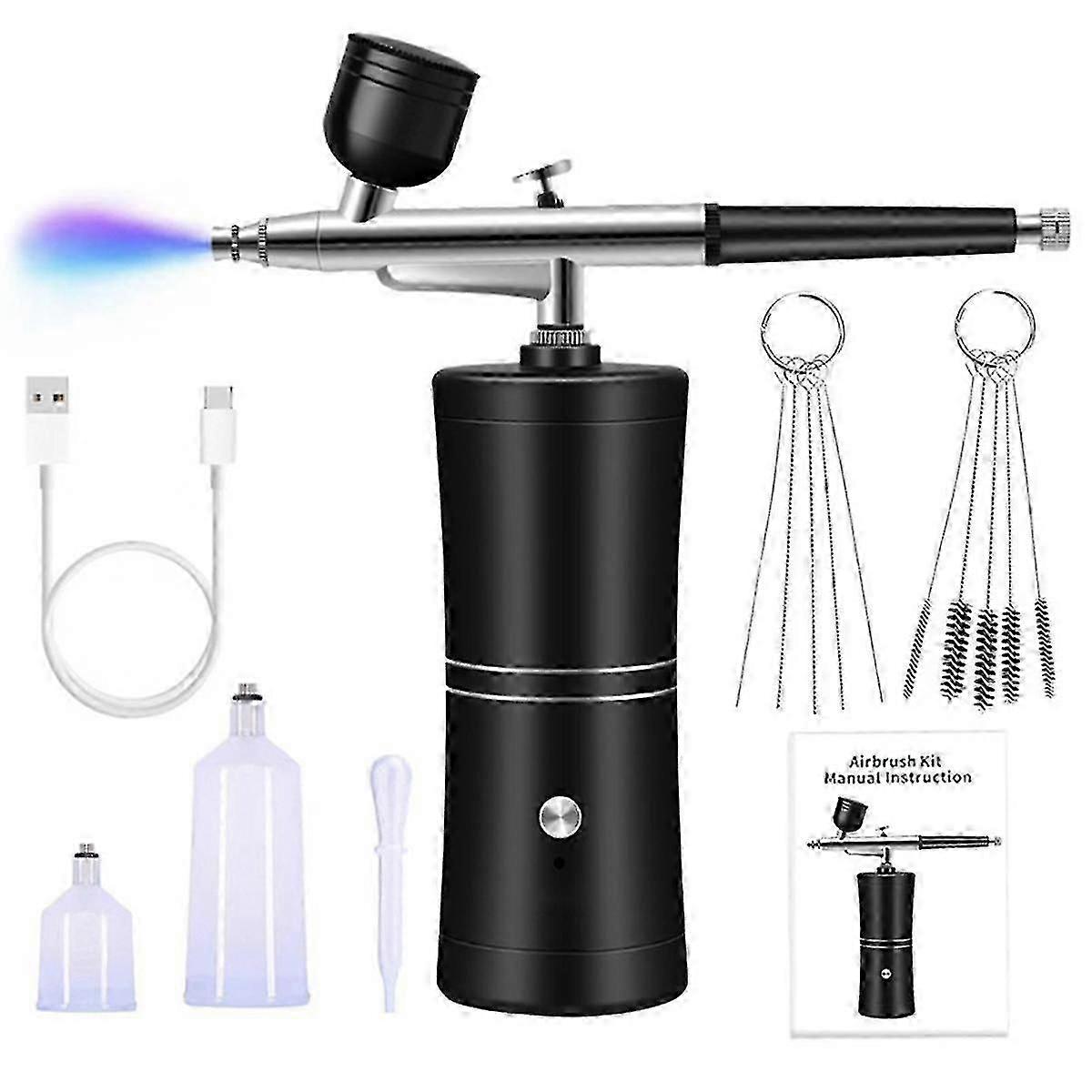 Airbrush Kit with Compressor Rechargeable Cordless Non-Clogging High-Pressure AirBrush Set for Nail