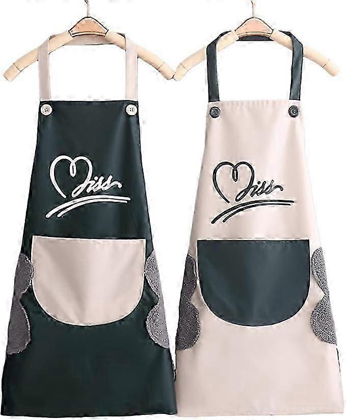 kjøkkenforkle kvinner, forkle kvinner, bomullsforkle matlagingsforkle med store lommer, lange stropper kjøkkenforkle justerbart forkle for matlaging baking gardeni