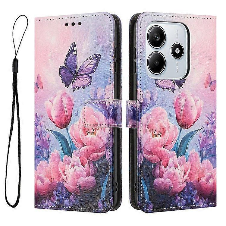 For Xiaomi Redmi Note 14 5G Case Pattern Printing PU Leather Wallet Phone Cover with Lanyard