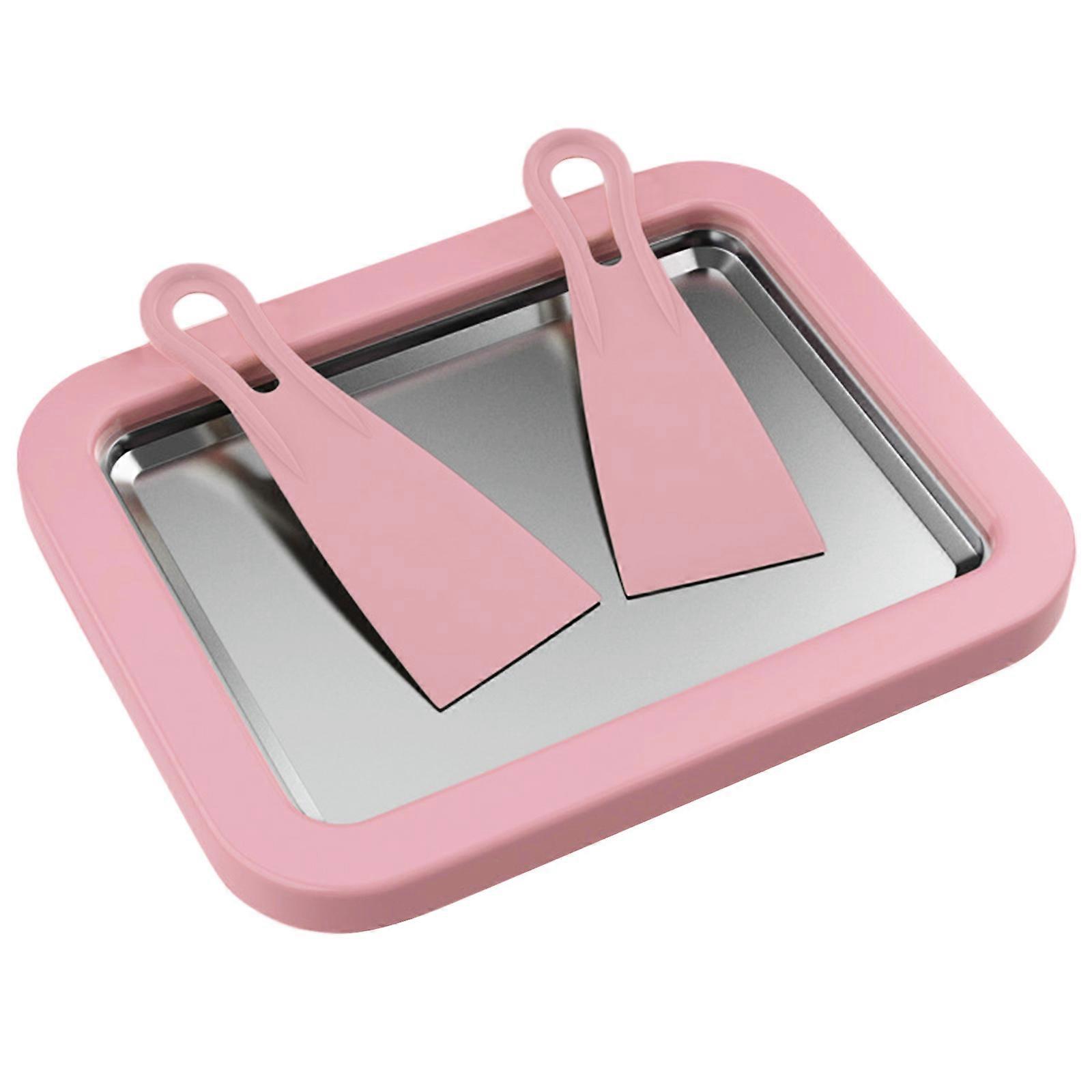 Easy to Use Ice Cream Rollers Machines Homemades Portable Ice Cream Maker Frozens Desserts Non Electric Ice Cream Pan Pink