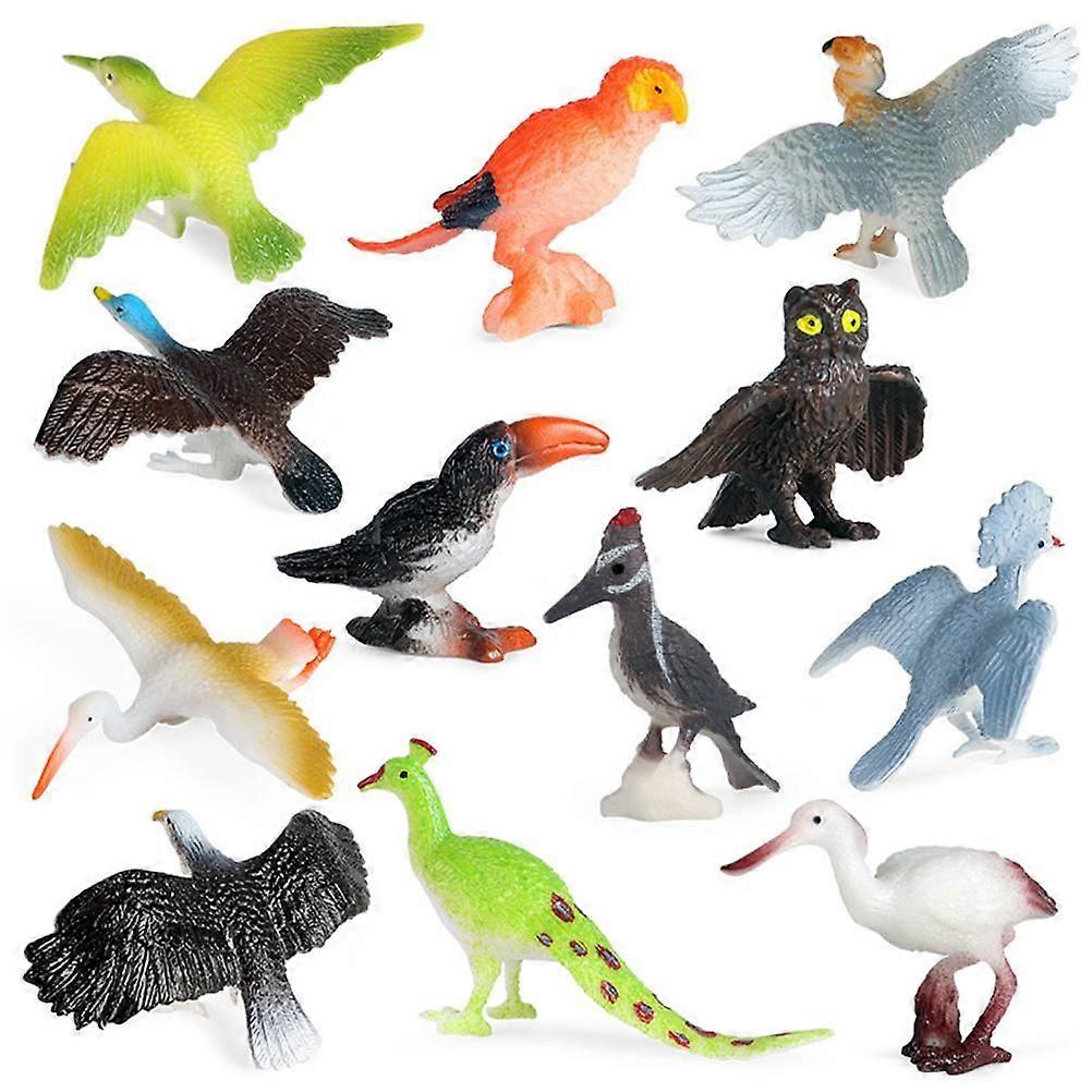 12 Pcs Realistic Birds Figurines Simulation Bird Model Plastic Bird Figures Toy Animals Figures Set Educational Toy Cake Toppers