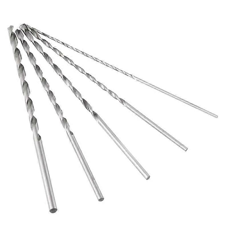 5pcs Extra Long Twist Drill Bits Straight Shank High Speed Steel Twist Drill Bit Tool 2-5mm for Wood, Plastic and Aluminum