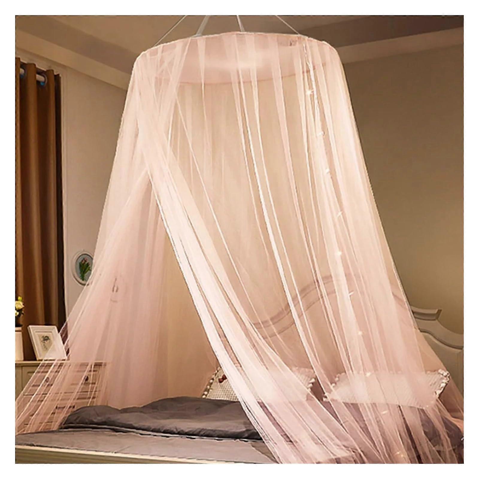 Baldachin Mosquito Net For Double Bed, Extendable Canopy, Foldable Bed Canopy, Summer Pink Bedroom Curtain