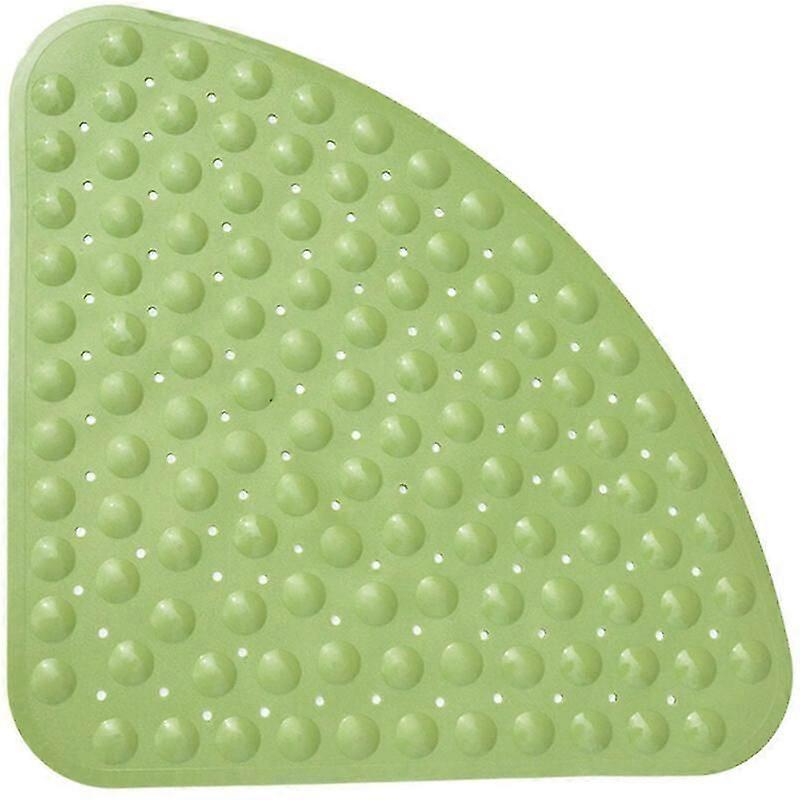 Bathtub non-slip shower mat with shower or tub drain hole, PVC triangular bath mat 54 x 54 cm, green