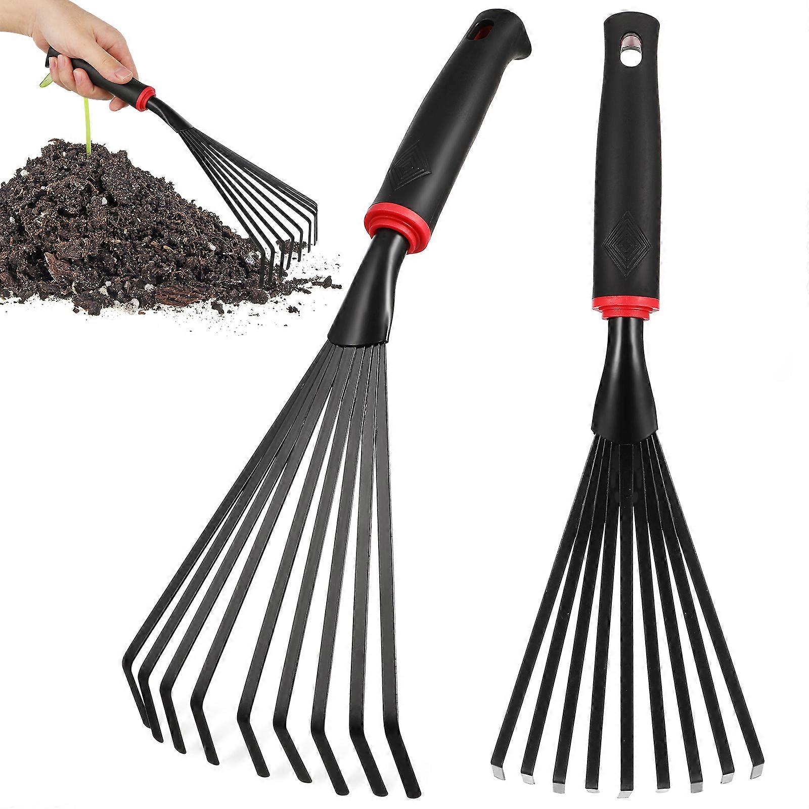 Hand Rake Iron Gardening Tools for Yard Maintenance 2Pcs Pack