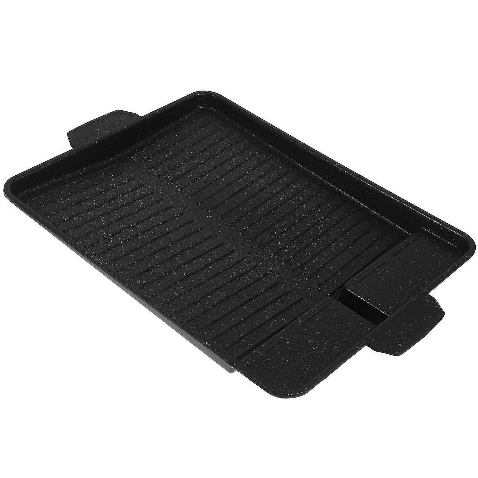 Black Nonstick Bakeware for BBQ Use with Oil Guide Design Aluminum Stove Baking Tray 1PC