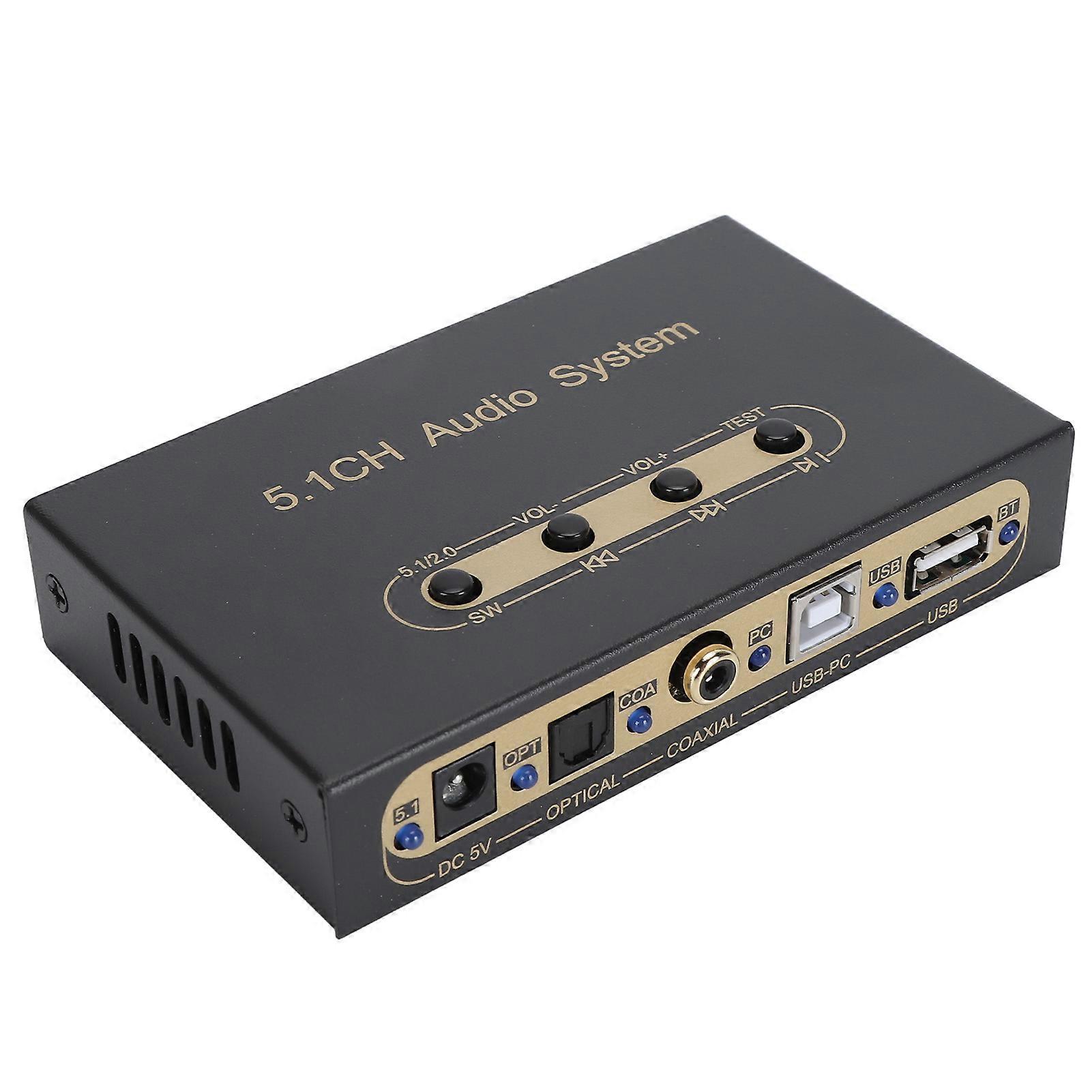5.1CH Sound Decoder Support ARC Optical Fiber Coaxial Bluetooth Digital Sound System for DTS AC3 100‑240V EU Plug 