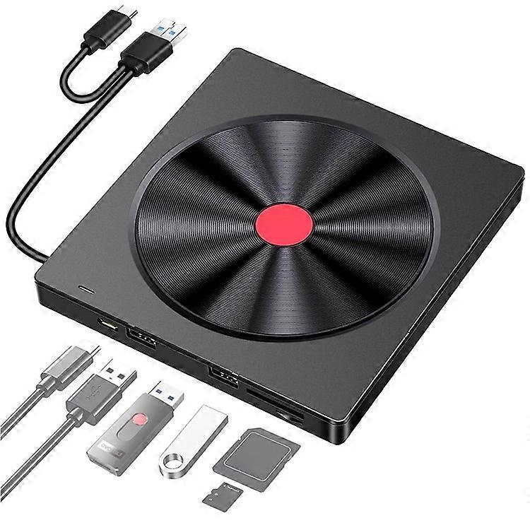 052 Multifunction DVD-RW Recorder PC External Optical Drive USB + Type-C DVD Burner Readable SD / TF Card