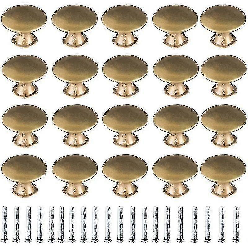 Vintage Solid Brass Cabinet Knobs 20Pcs for Drawer Cupboard Door Handles Pulls Hardware