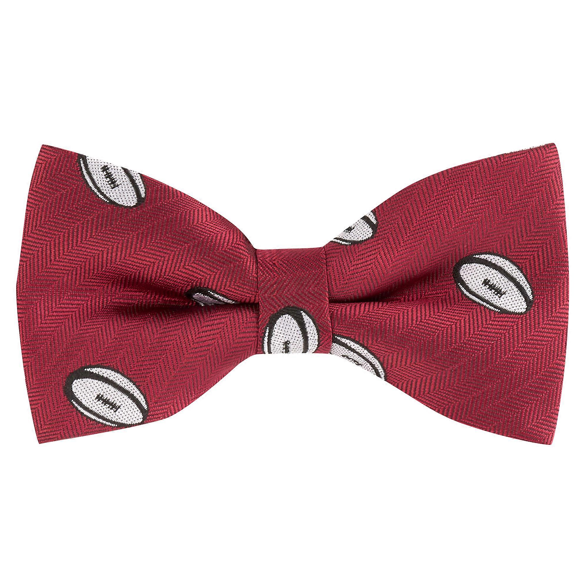 Burgundy Red Rugby Ball Herringbone Bow Tie