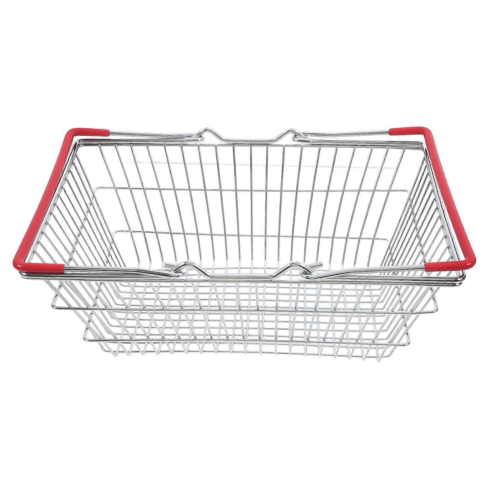 Small Iron Shopping Baskets Kids Grocery Baskets With Handles Tiny Organizer Container Bin For Egg Fruits Veggies Snacks