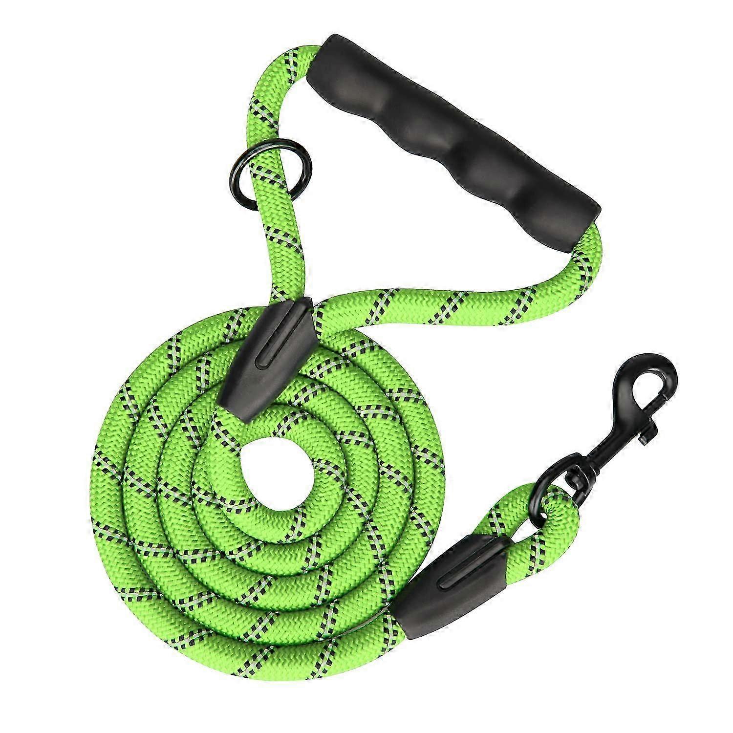 Reflective dog leash with rubber handle for walking training, 5 feet length