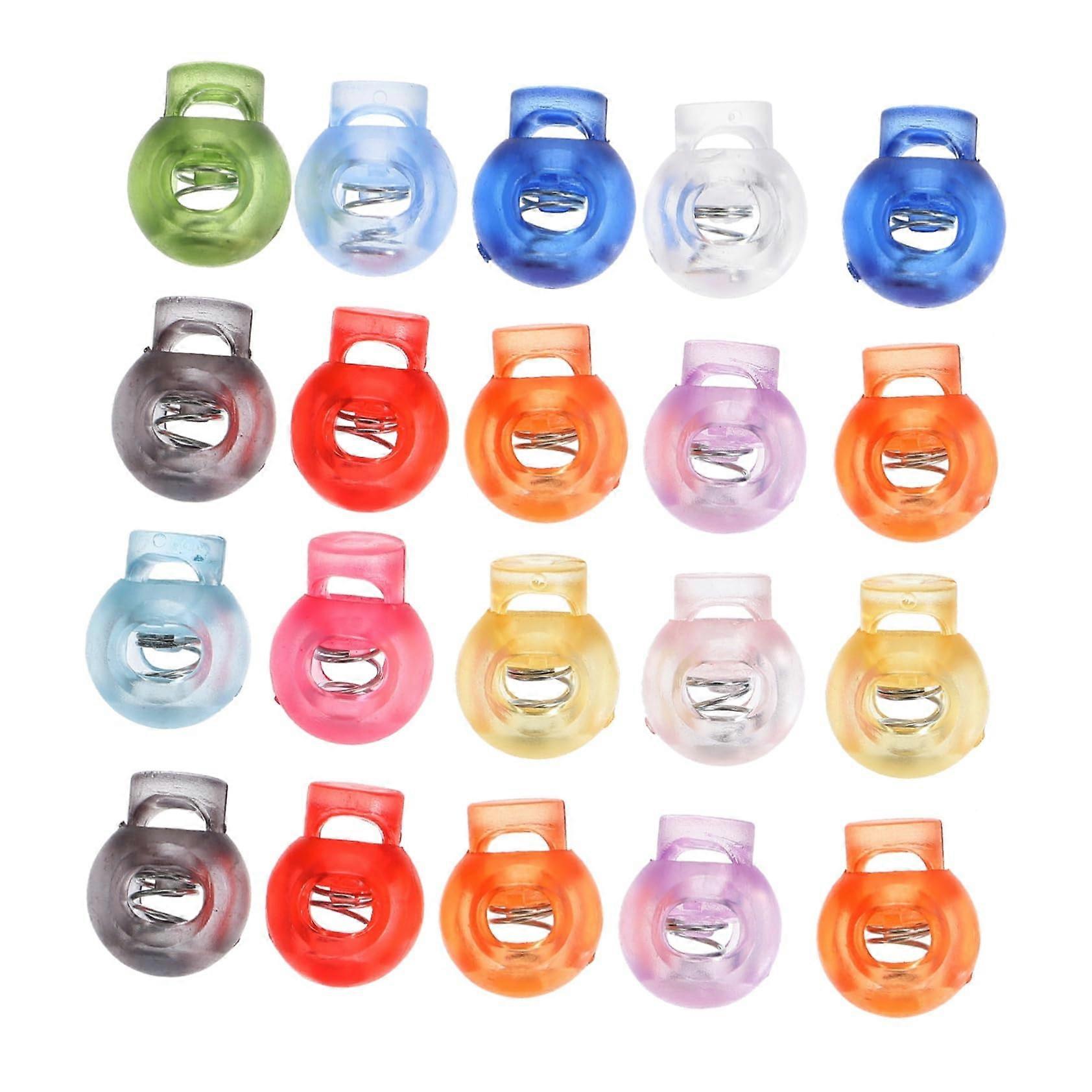 Spring Buckle Cord Locks 100Pcs Colorful Plastic Shoelace Cord Locks Adjustable Toggle Stops Multi-Color Set