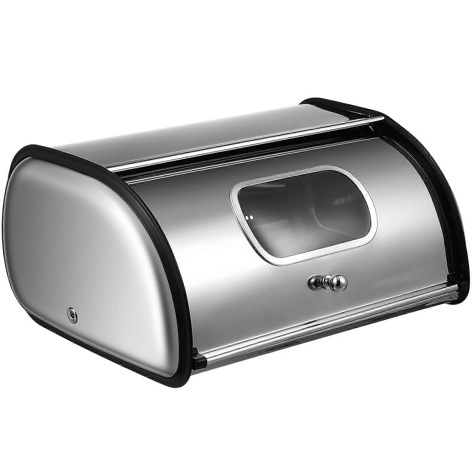 Stainless Steel Multi Function Bread Box & Holder Organizer for Kitchen Storage – Sturdy Design with Wide Base for Stability, Ideal for Bagels,