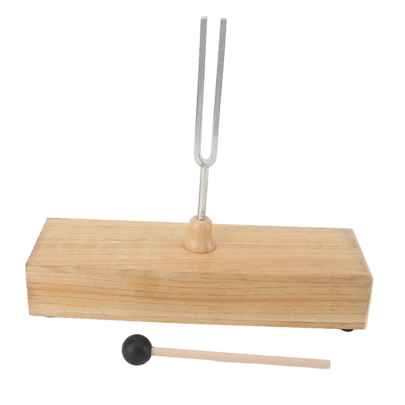 256Hz Tuning Fork with Wood Resonance Box and Hammer Sound Fork Set for Healing Acoustic Experiment Meditation