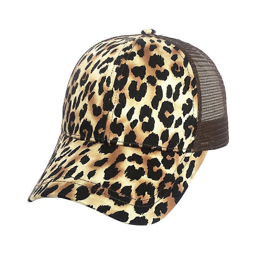 Sun Hat Leopard Print Baseball Cap Cooling Sweat Absorption Round Brim For Hiking Climbing 1Set