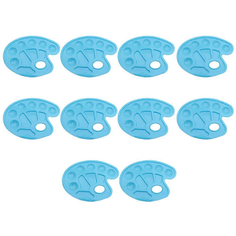 Watercolor Palette Art Supplies Color Mixing Blue Rectangular Simple Compartments 23*17cm Washable 10Pcs