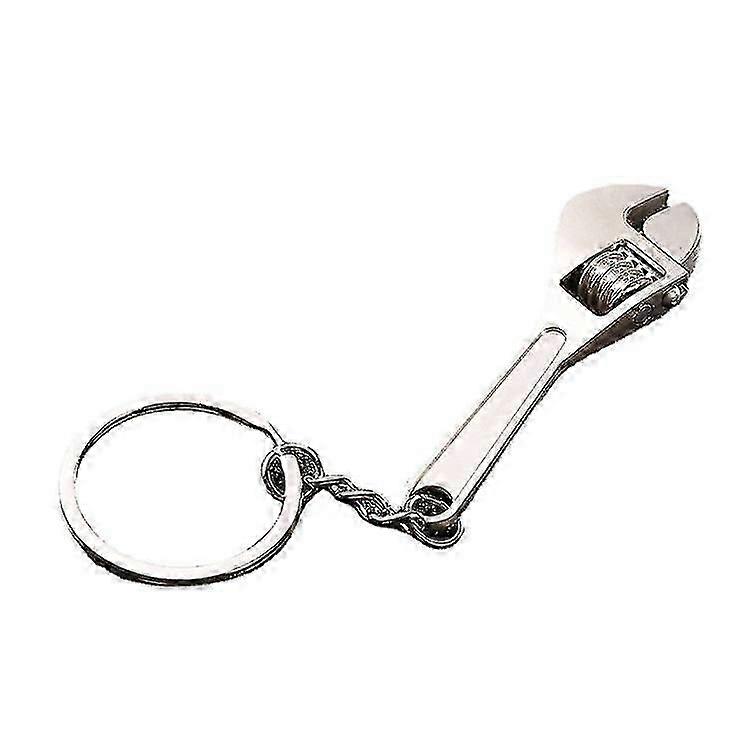 Silver Color Mini Zinc Alloy Adjustable Wrench Keychain Useful Spanner(2pcs, Silver)