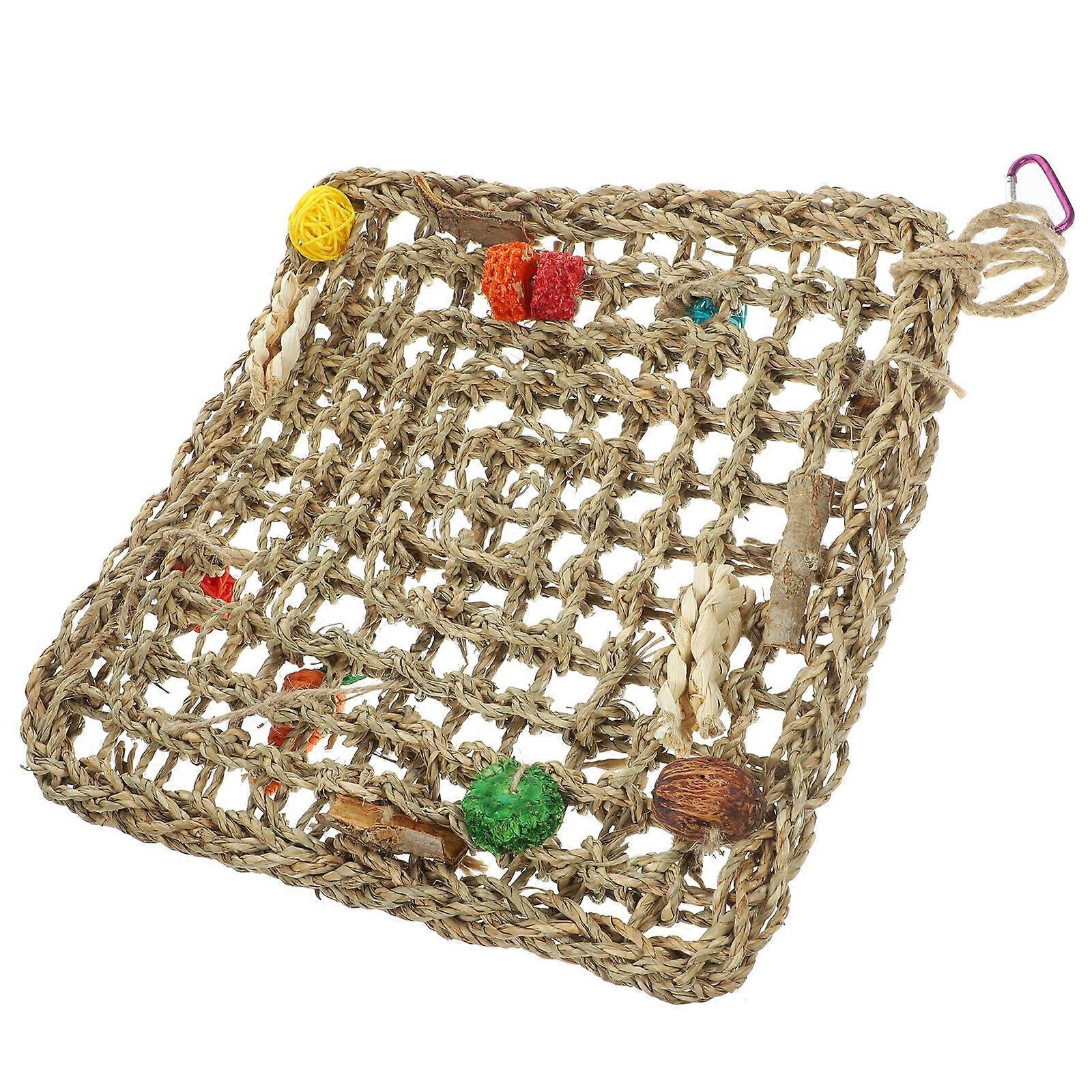 Bird Perch Toy Parrot Hanging Net Hammock Multi-Functional Design 30x30cm Playing Climbing 1Set