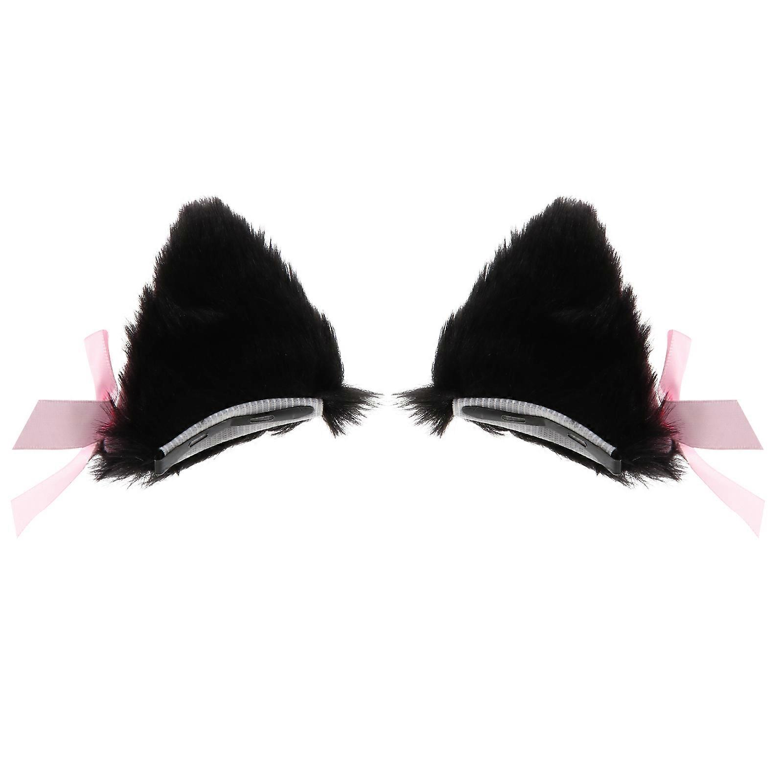a refined and professional product description based on your input:

 

**Adorable Cat Ear Hair Clips with Bell and Bow – Imitation Rabbit Hair