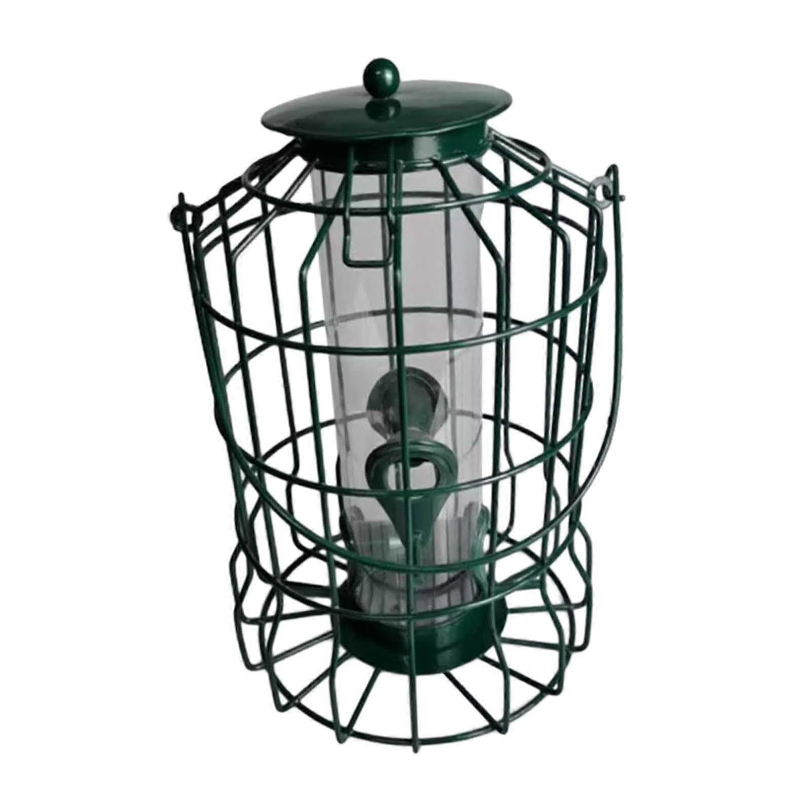 Hanging Bird Feeder in Metal Cage, 18 x 26 cm, Robust Accessories for Bird Watchers, Quick Assembly, with 2 Feeding Openings, PVC Pipe