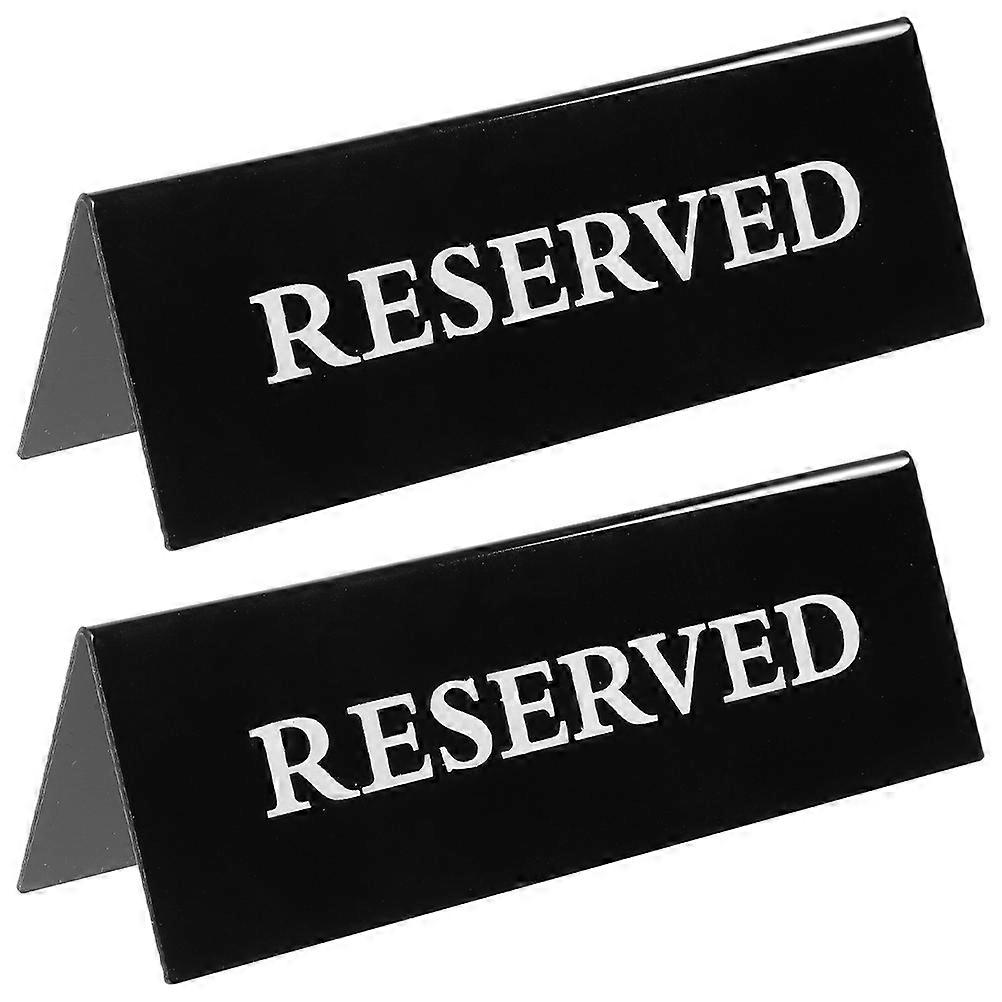 Black Reserved Table Signs Triangular Shape Reusable 20.00X7.00X5.00CM for Wedding Ceremony 2Pcs
