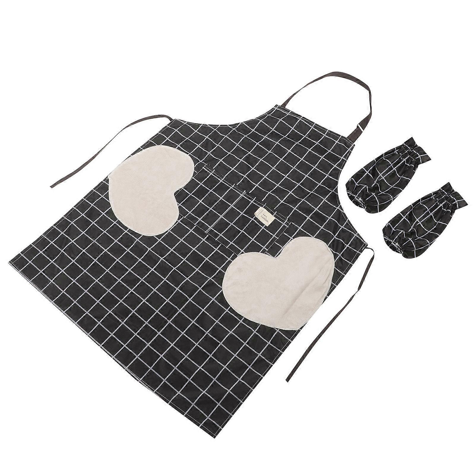 Dish Washing Apron Chef Apron Kitchen Use Waterproof Black 82x65cm 1Set