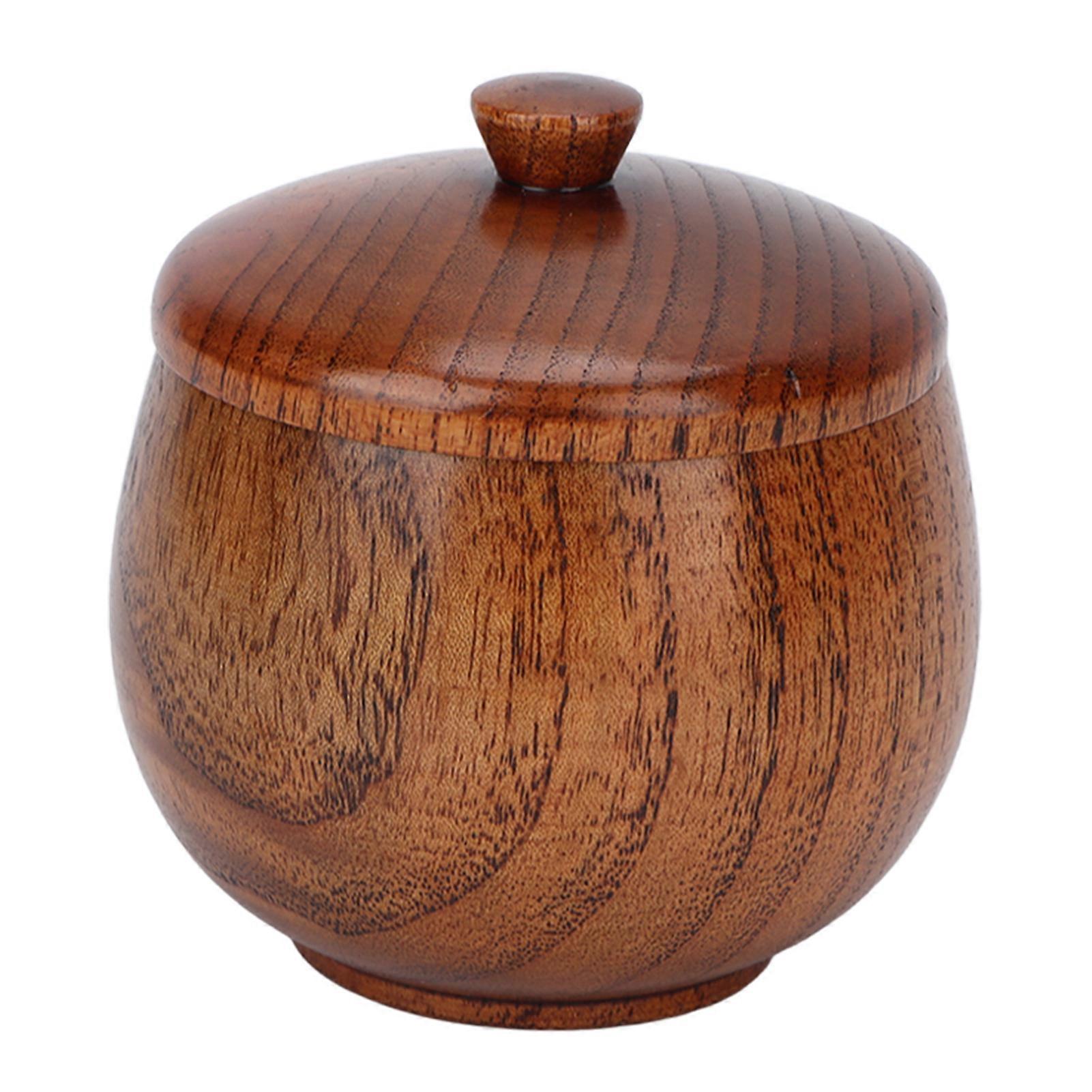 Pot à condiments en bois de jujube aigre, style japonais, résistant à la poussière, couvercle rabattable classique, pour la cuisine, laqué