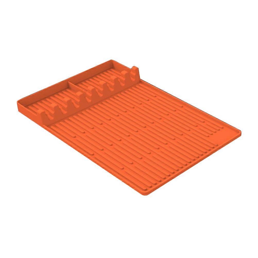 Grill Utensil Resting Pad Silicone Griddle Tools Mat Kitchen Use Modern Design Orange 40.60X29.20X2.20CM Easy Flipping 1Set
