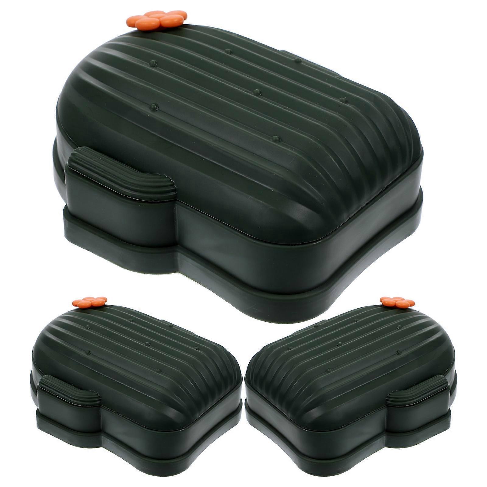 Soap Case Travel Friendly Portable Soap Container Drainage Waterproof Cactus Shaped Olive Green 13X10.5X5.5CM 3Pcs