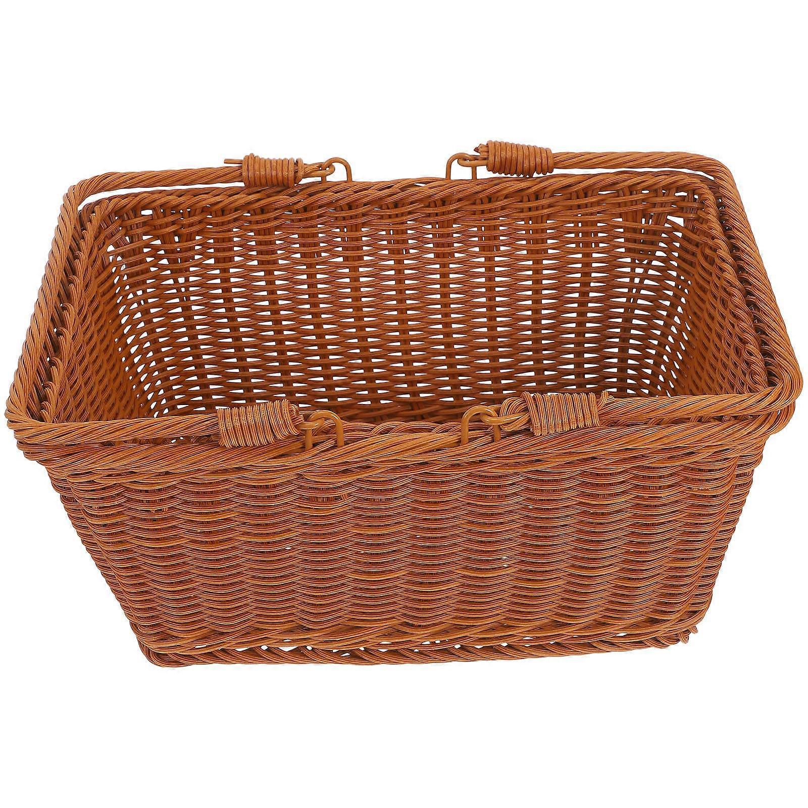 Storage Basket Multi-Function Vegetable Basket Home Use Rattan Simulation Material 1Pcs