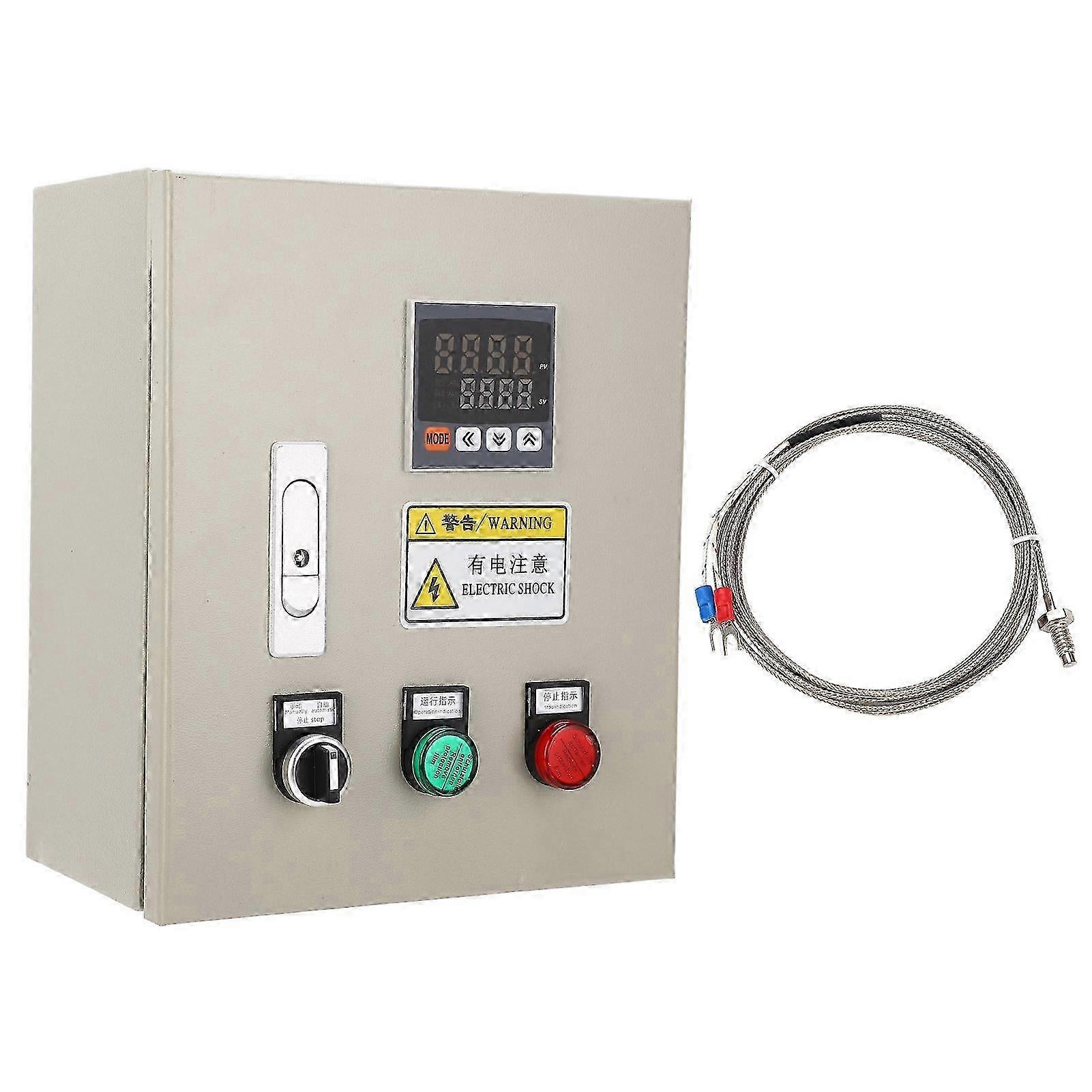 Pid Temperature Controller 3 Phase 15kw Intelligent Thermostat Temp Control Box With M6 K Type 2m Thermocouple 380v Ac