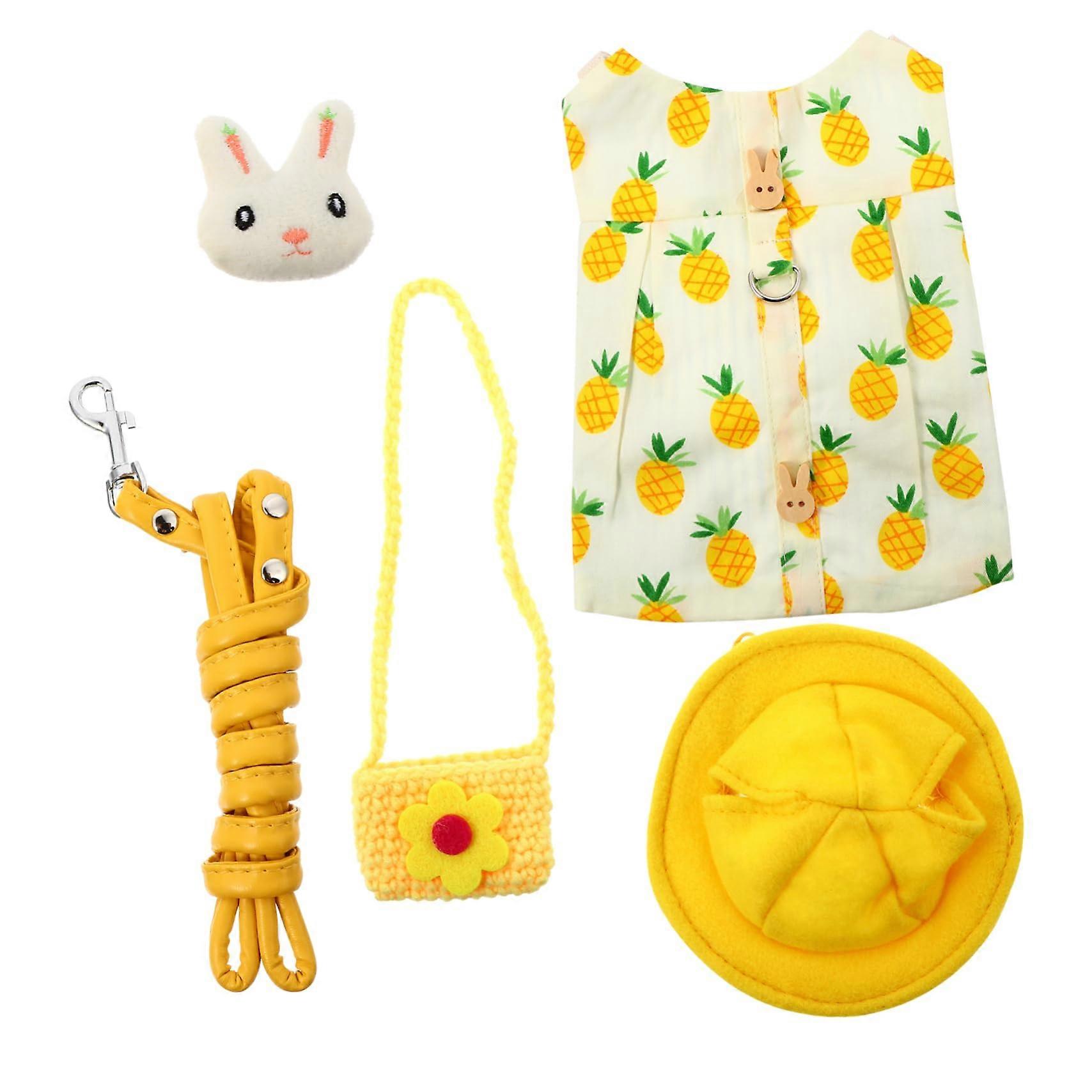 Rabbit Clothes Harness Lead For Rabbits And Small Animals, Yellow Cotton, 1 Set With Harness And Lead For Guinea Pigs And Small Cats