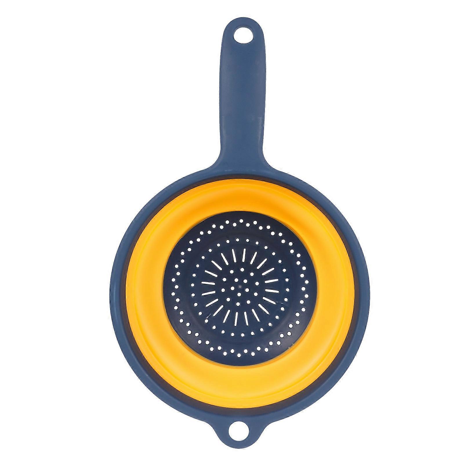 Collapsible Heat Resistant Kitchen Strainer Basket with Comfortable Handle – Space Saving Drain Basket for Fruits and Vegetables, Easy to Clean and