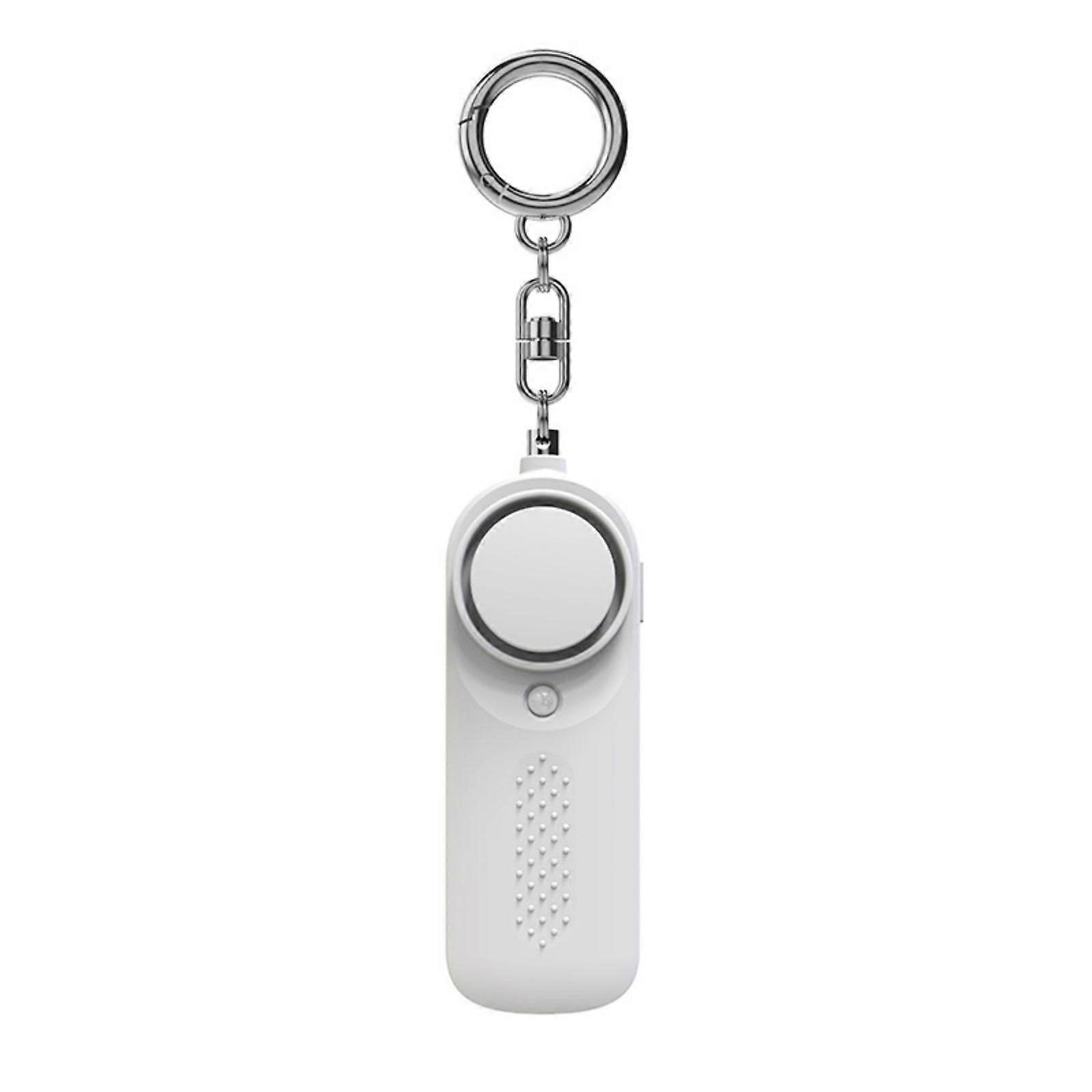 Reusable Security Alarm with LED Flashlight Loud 130dB Strobe Light ABS Device for Auto Defense Adults Children White