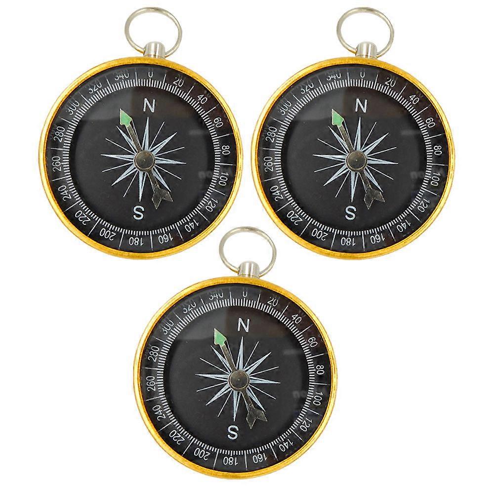 Mini Compass Keychain For And Survival Use 3Pcs Gold