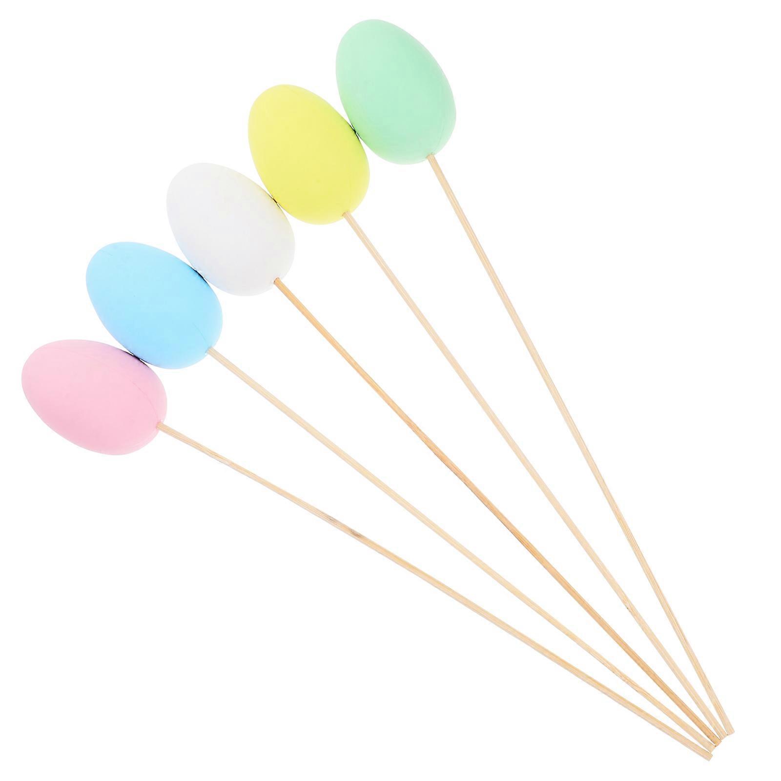 Easter Egg Plant Picks Easter Egg Stems Easter Celebration Spring Assorted Color 30.00X4.00X4.00CM DIY 5Pcs
