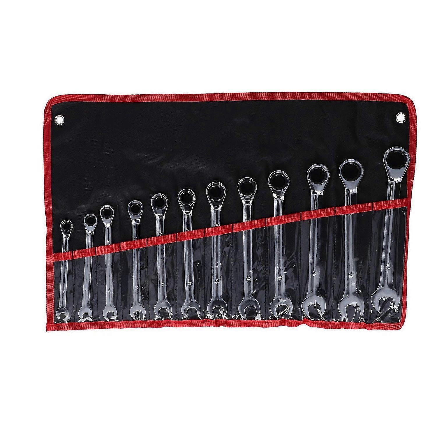 Fix Head Ratcheting Wrench Set Combination Chrome Plated Vanadium Steel Hand Tools 819mm
