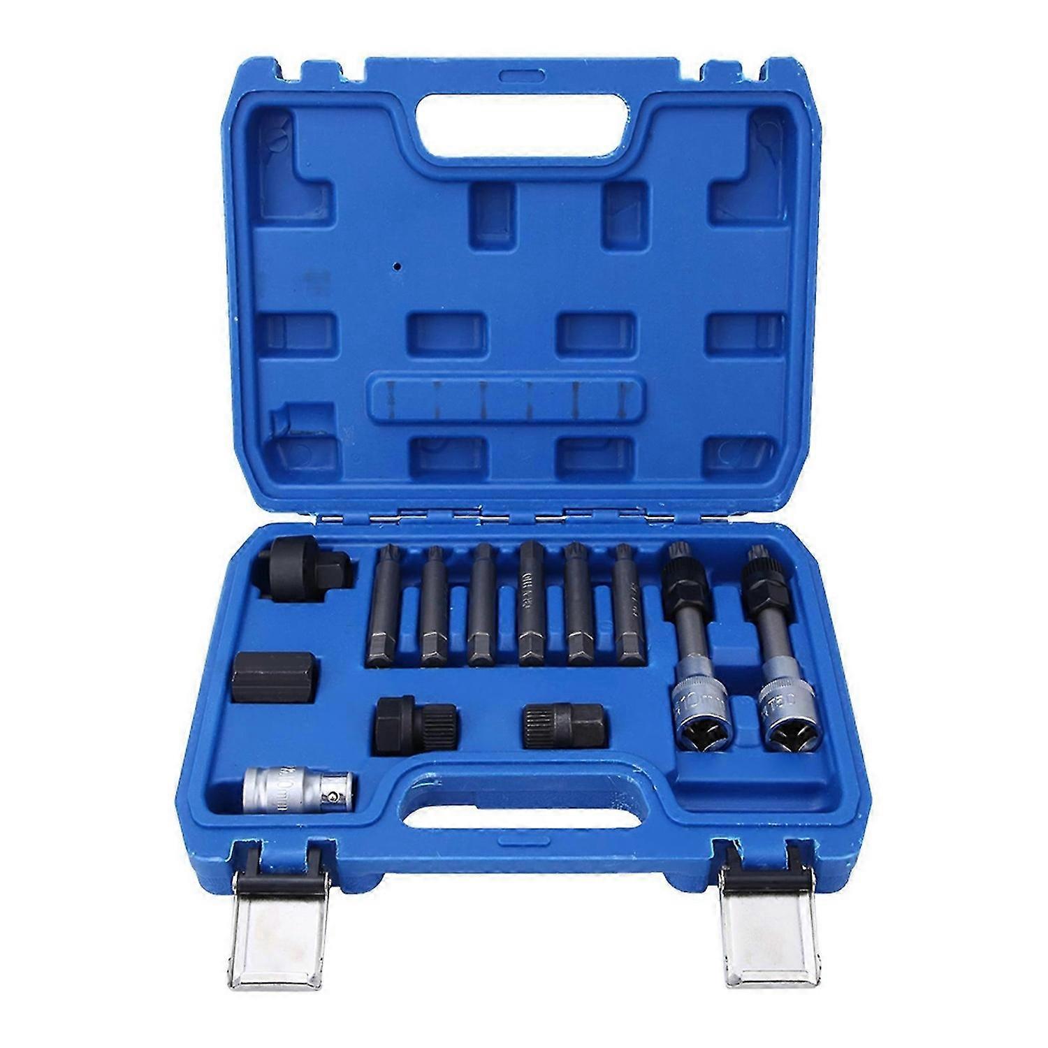 13pcs Alternator Freewheel Pulley Removal Socket Bit Set Service Hand Tool Kit